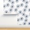 Mid Century Mod Abstract Dandelions White Navy Circle Snowflake Minimalist Dark Blue Custom Pre-pasted Wallpaper by Spoonflower Pre-Pasted Wallpaper 2FT Wide